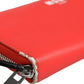 MSGM Red Leather Continental Zip Around Card Holder Bifold Clutch Wallet