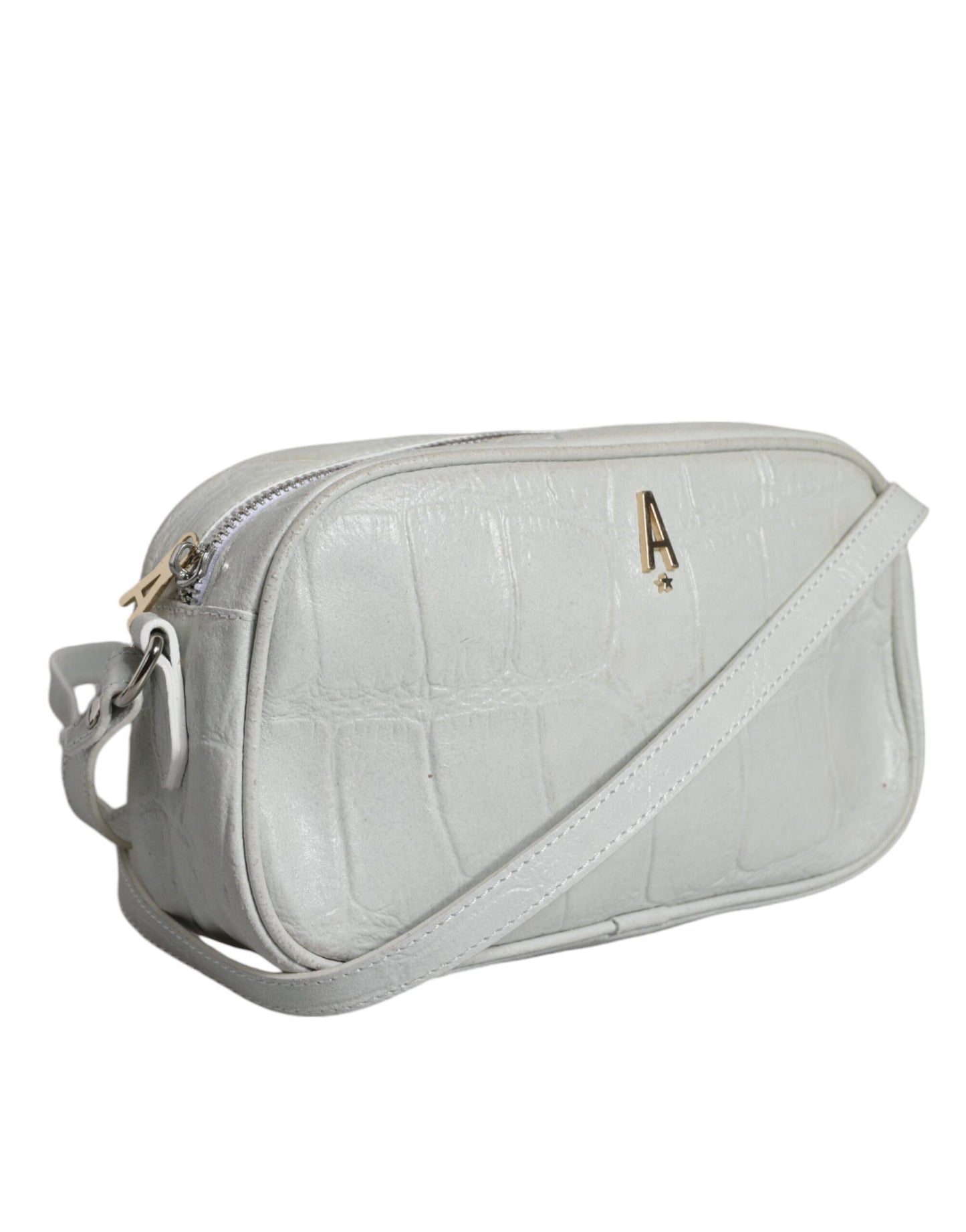 Aniye By White Croc Print Leather Crossbody Sling Bag