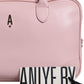 Aniye By Pink Leather Logo Top Handle Duffel Handbag Women Bag