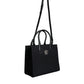 Versace Black Top Handle Canvas Leather Logo Crossbody Tote Bag