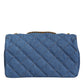 Versace Blue Quilted Denim Leather Crossbody Shoulder Bag