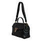 Versace Black Top Handle Grainy Calfskin Leather Crossbody Bag