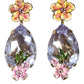 Dolce & Gabbana Gold Tone Brass Crystals Floral Clip On Earrings