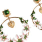 Dolce & Gabbana Gold Tone Brass Crystals Lily Resin Devotion Earrings