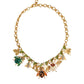 Dolce & Gabbana Gold Brass Crystal Bug Charm Pendant Statement Necklace