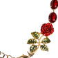 Dolce & Gabbana Gold Chain Brass Red Rose Crystal Embellished Necklace