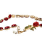 Dolce & Gabbana Gold Chain Brass Red Rose Crystal Embellished Necklace