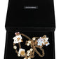 Dolce & Gabbana Gold Chain Brass Floral Layered Crystal Pearl Necklace