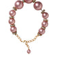 Dolce & Gabbana Pink Maxi Faux Pearl Beads Crystals Gold Chain Necklace