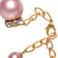 Dolce & Gabbana Pink Maxi Faux Pearl Beads Crystals Gold Chain Necklace