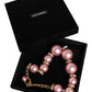 Dolce & Gabbana Pink Maxi Faux Pearl Beads Crystals Gold Chain Necklace