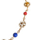 Dolce & Gabbana Gold Tone Brass Chain Floral Crystal Beaded Necklace