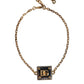 Dolce & Gabbana Gold Brass Chain Logo Sicily Pendant Bracelet