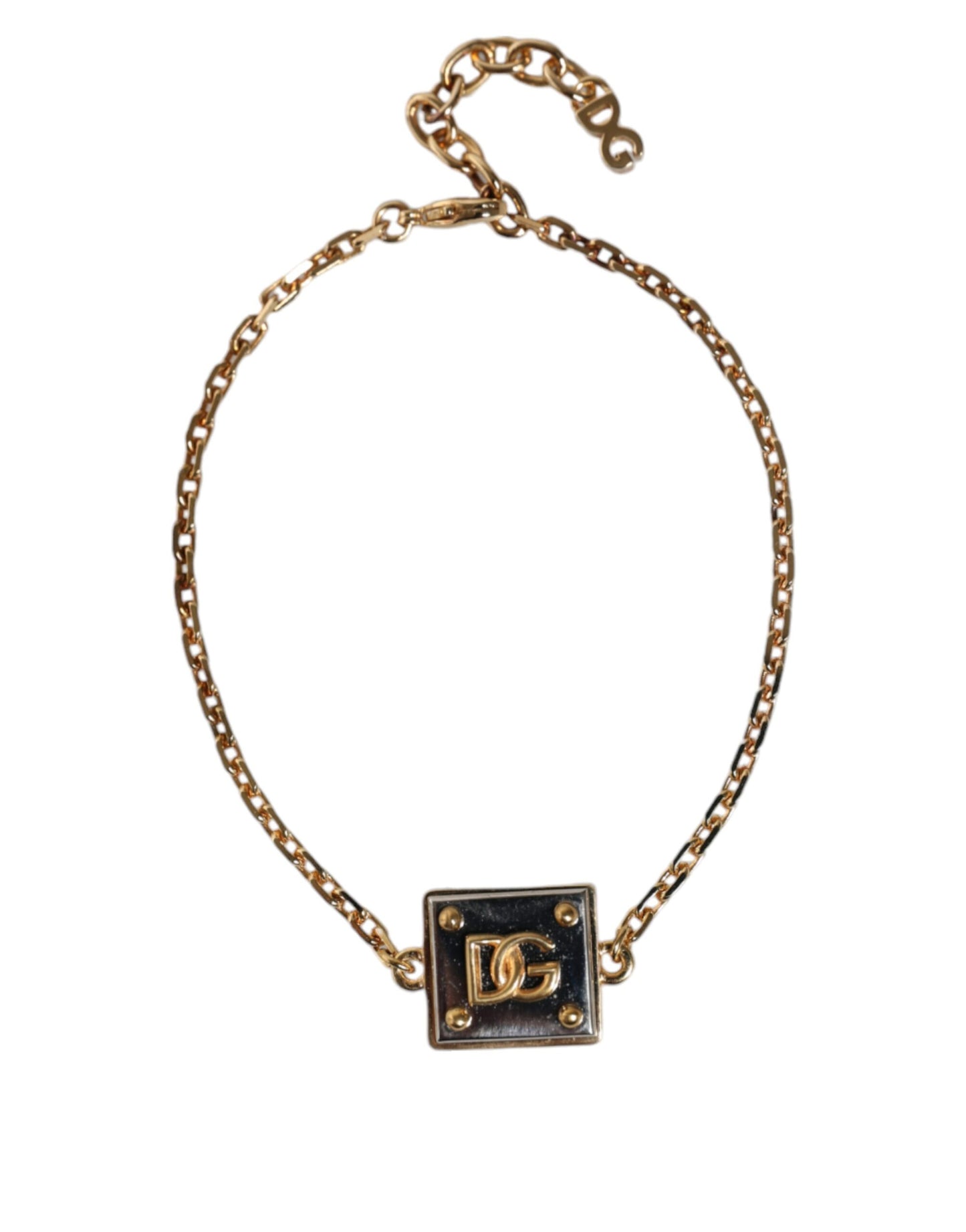 Dolce & Gabbana Gold Brass Chain Logo Sicily Pendant Bracelet