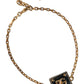 Dolce & Gabbana Gold Brass Chain Logo Sicily Pendant Bracelet