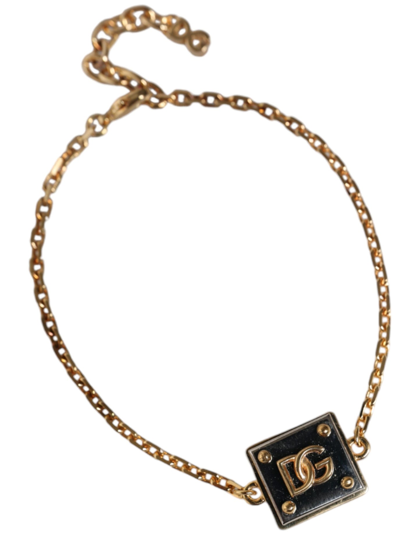 Dolce & Gabbana Gold Brass Chain Logo Sicily Pendant Bracelet