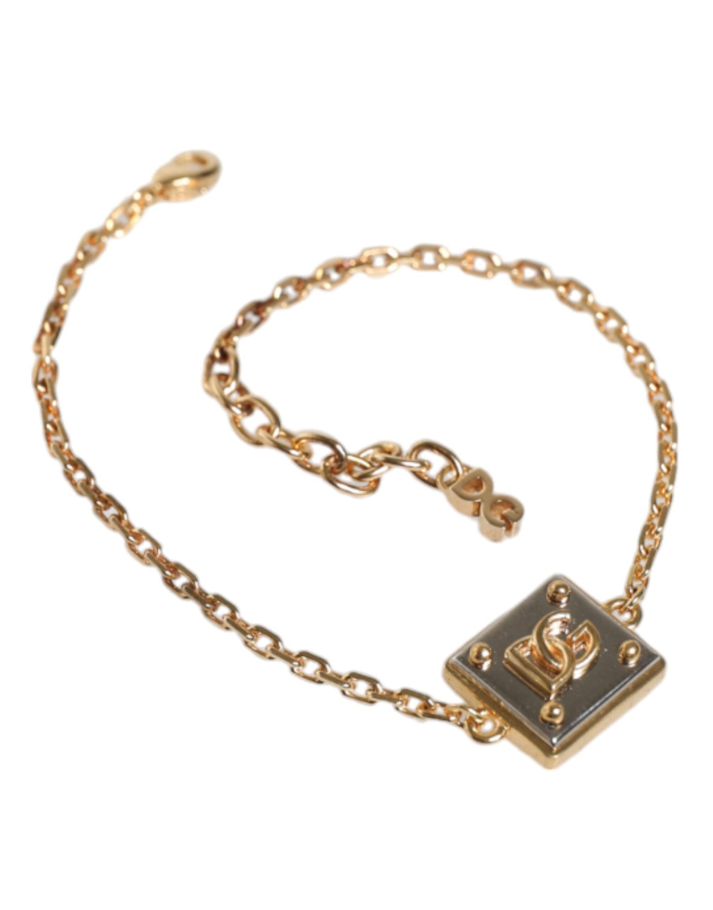 Dolce & Gabbana Gold Brass Chain Logo Sicily Pendant Bracelet