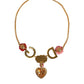 Dolce & Gabbana Gold Chain DG Logo Rose Love Crystal Charm Necklace