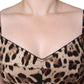 Dolce & Gabbana Brown Silk Leopard Print Knee Length Dress