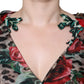 Dolce & Gabbana Brown Leopard Red Roses Silk Long Gown Dress