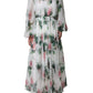 Dolce & Gabbana White Silk Floral Print Long Maxi Dress