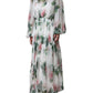 Dolce & Gabbana White Silk Floral Print Long Maxi Dress