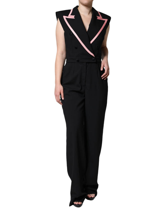 Dolce & Gabbana Black Wool Blend Sleeveless Jumpsuit Dress