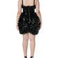 Dolce & Gabbana Black Polyester Ruched Coated Mini Dress