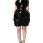 Dolce & Gabbana Black Polyester Ruched Coated Mini Dress