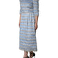 Dolce & Gabbana Light Blue Silver Jacquard A-line Midi Dress