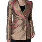 Dolce & Gabbana Metallic Brown Double Breasted Blazer Jacket