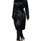 Dolce & Gabbana Black Polyester Organza Belted Coat Jacket