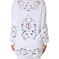 Dolce & Gabbana White Viscose Floral Cut Out Cardigan Sweater