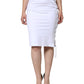 STK White Cotton Stretch High Waist Pencil Cut Knee Length Skirt