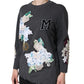 Dolce & Gabbana Gray Hydrangea CollegeStudded Floral Sweater