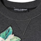 Dolce & Gabbana Gray Hydrangea CollegeStudded Floral Sweater