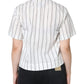 Dolce & Gabbana White Striped Collared Short Sleeve Polo Top