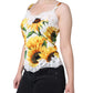 Dolce & Gabbana White Silk Sunflower Lace Sleeveless Tank Top