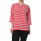 Dolce & Gabbana White Red Striped Silk Round Neck T-shirt