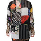 Dolce & Gabbana Multicolor Patchwork Silk Collared Blouse Top