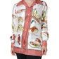 Dolce & Gabbana Multicolor Bread Print Collared Blouse Top