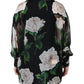 Dolce & Gabbana Black Floral Print Silk Cardigan Blouse Top