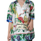 Dolce & Gabbana Multicolor Silk Wine Print Shirt Polo Top