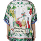 Dolce & Gabbana Multicolor Silk Wine Print Shirt Polo Top