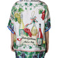 Dolce & Gabbana Multicolor Silk Wine Print Shirt Polo Top