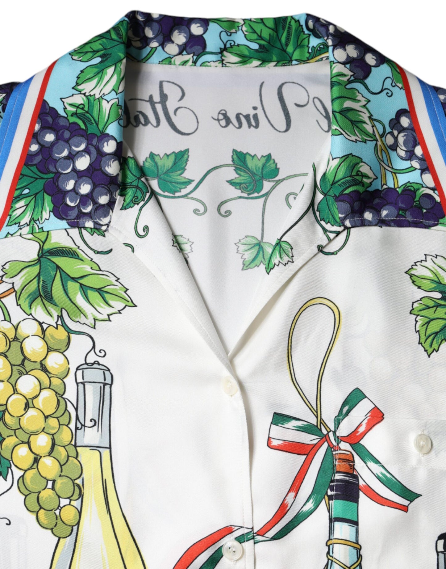 Dolce & Gabbana Multicolor Silk Wine Print Shirt Polo Top