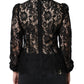 Dolce & Gabbana Black Floral Lace See Through Long Sleeve Top