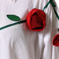 Dolce & Gabbana White Cotton Flower Applique Dress Shirt Top