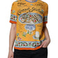 Dolce & Gabbana Orange Silk Cannoli Siciliana Print Short Sleeves Top