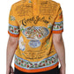 Dolce & Gabbana Orange Silk Cannoli Siciliana Print Short Sleeves Top